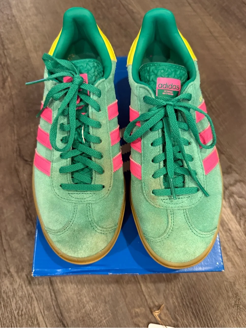 Adidas – Gazelle Bold Platform Sneakers (Green/Pink/Sulfur) – Women's 8 - Picture 8 of 9